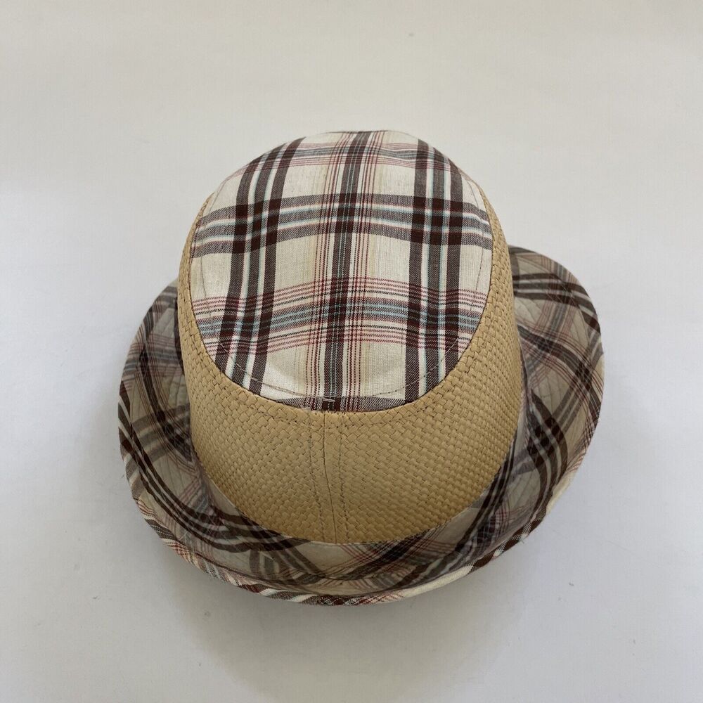Vintage Panama Jack Fedora Palm Tree Plaid Pattern Beachy Preppy EUC LARGE/XL - Picture 4 of 11
